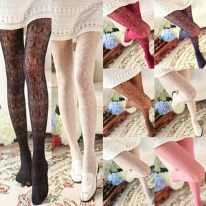 Women's Lolita Girl Lace Jacquard Hollow Patterned Pantyhose Tights Stocking New - Picture 1 of 20