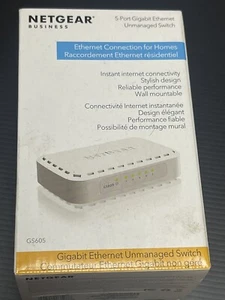 NETGEAR Business 5-Port Gigabit Ethernet Unmanaged Switch GS605 White NEW BOX - Picture 1 of 2