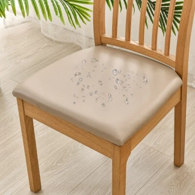 Capa de assento de cadeira de couro ecológico impermeável para cadeiras de sala de jantar - Imagem 1 de 4