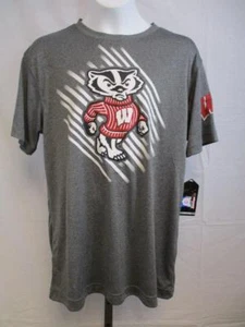 New Wisconsin Badgers Youth L Large 16/18 Gray Athletic Shirt - Picture 1 of 7