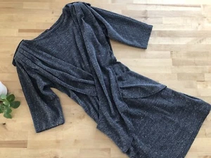 Vtg 70s PV RICH Avant Garde Drape Sweater Tunic Dress Gray Art Deco Knit M - Picture 1 of 12