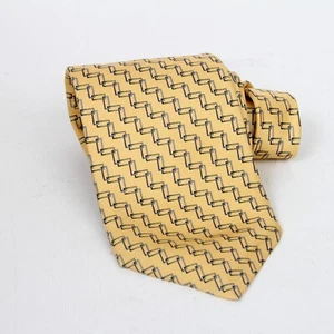 Corbata Brooks Brothers Basics con patrón de eslabón de cadena amarilla seda pura para hombre - Imagen 1 de 3