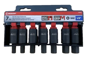7 Pc Set Crescent  SAE  1/2"  Hex Bit  Socket Set  New - Picture 1 of 4