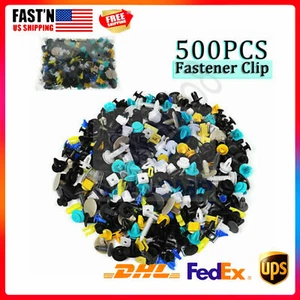 500 X Plastic Car Body Push Pin Rivet Fasteners Trim Moulding Clip Screw Driver - Imagen 1 de 12