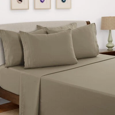 Juego de sábanas de 6 piezas serie 1800 microfibra confort bolsillo profundo sábanas de hotel Foto 1 de 4