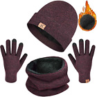 Umipubo Hat Scarf And Glove Set Unisex Winter Warm Thermal Knitted Beanie Hat
