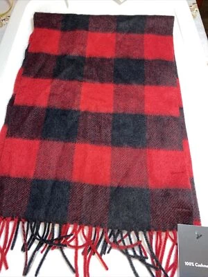 BUFANDA NORDSTROM 100 % CACHEMIR FLECOS Rojo y Granel Búfalo Cuadros $89 Nueva con Etiquetas Para hombres 12X68 Foto 1 de 4