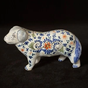 Desvres STANDING DOG- French Faience Geneviève Alizier, Antique, circa 1895 - Picture 1 of 10