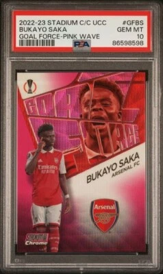 BUKAYO SAKA 2022-23 Stadium Club Chrome Goal Force PINK WAVE /150 PSA 10 GEM *gb - Image 1 of 2