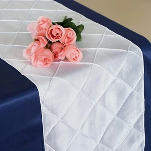 White Pintuck Table Runners, 30 cm x 274 cm (12" x 108") - Picture 1 of 2