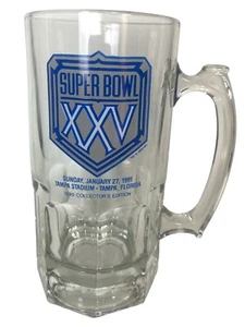 1991 SUPER BOWL XXV 25 TAMPA FL Slim Jim Large 30 oz Glass Beer 🍺 Mug EUC - Bild 1 von 6