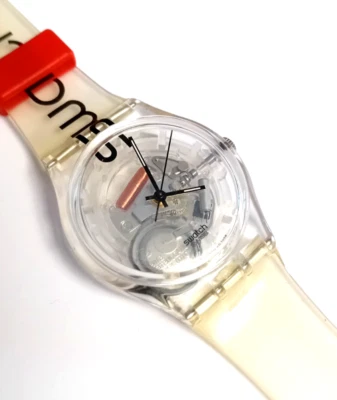 Swatch Gent Nuovo GK301 1999 Vintage Orologio da polso Anni 90 NOS Trasparente - Immagine 1 di 4