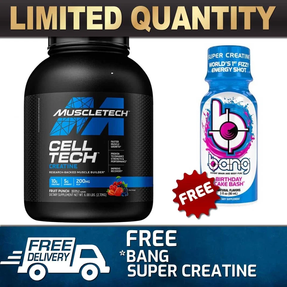 MUSCLETECH CELL TECH 2.7KG FRUIT PUNCH// MUSCLE CELLTECH 6LB CREATINE BCAA SIZE - image 1 of 1