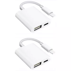 2er Pack USB Kamera Adapter mit Ladebuchse USB OTG Adapter für iPhone iPad - Bild 1 von 7