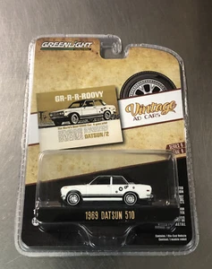 GREENLIGHT VINTAGE AD CARS 1969 DATSUN 510 WHITE/BLACK PAINT FREE SHIPPING - Picture 1 of 6