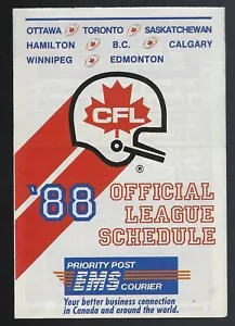 1988 Canadian Football League EMS Courier Foster's Lager Pocket Schedule - Bild 1 von 1