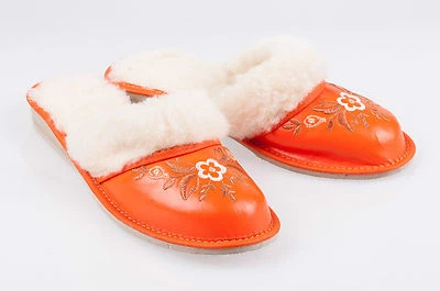 HANDMADE SLIPPERS Ladies/Women`s 100% Natural leather & sheepwool warmed slippers size:3,4,5,6,7,8
