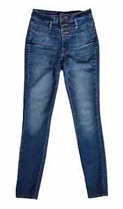 Refuge Jeans Tapered Leg Mid Rise Stretch Blue Womens 24x27 Size 0 - Picture 1 of 8