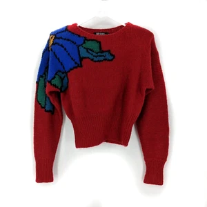 Suéter Corto Bill Haire Mohair Super Kid Mezcla de Lana Rojo Azul Para Mujer Talla M - Imagen 1 de 4