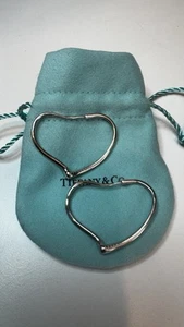 TIFFANY&Co. Open Heart Elsa Peretti Hoop Earrings Sterling Silver 925 - Picture 1 of 2