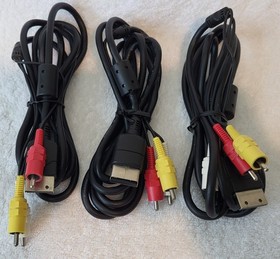 Lot of 3 Genuine Official OEM Sega Dreamcast Composite AV Cable Cord Tested