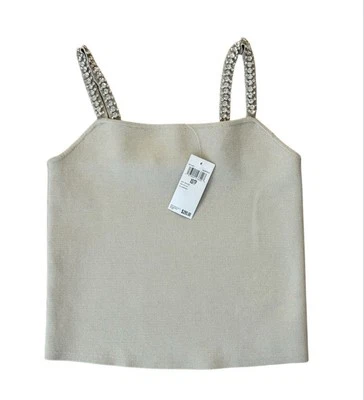 House of Harlow 1960 Diamante Estrás Embellecido Correas Beige Recortado Top XS Foto 1 de 4