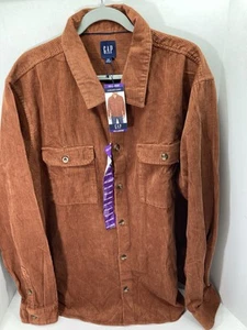 Gap Corduroy Shirt Men 2XL XXL Brown Rust Button Long Sleeve Heavy Cotton NWT - Picture 1 of 13