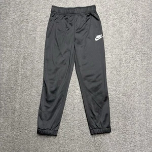 Nike Jogger Track Pants Youth Large 6-7 Black Logo Graphic Athletic Bottoms - Picture 1 of 4