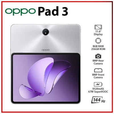 (Wi-Fi) NEW OPPO Pad 3 8GB+256GB SILVER Bluetooth Octa Core Android PC Tablet - Bild 1 von 4