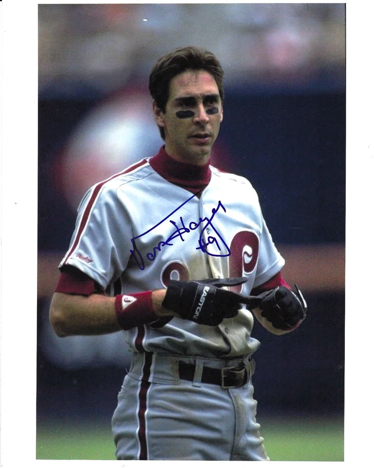 Foto autografiada de 8x10 de Hayes Philadelphia Phillies #9 con certificado de autenticidad Foto 1 de 1