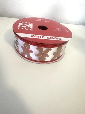 Place & Time Gingerbread Wire Edge Ribbon 1 1/2 in x 10 Yard NEW - Image 1 of 2