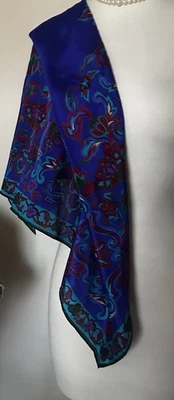 美丽的 Liz Claiborne 真丝围巾 - 紫色多色 - 32 英寸方形,多功能! — 第 1/2 张图片