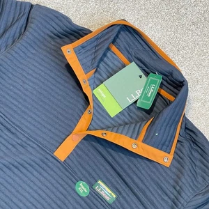 L.L. Bean Pullover Herren 2XL blau braun leichtes Fleece 1/4 Druckknopf Airlight - Bild 1 von 13