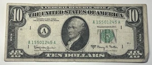 1963 A $10 Ten Dollar Bill Federal Reserve Note  Boston MA Vintage Old Currency - Picture 1 of 6