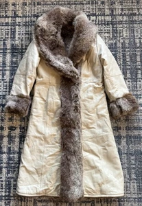 Vintage Excelled Collection Leather Faux Fur Afghan Coat Women’s Sz S Penny Lane - Picture 1 of 15