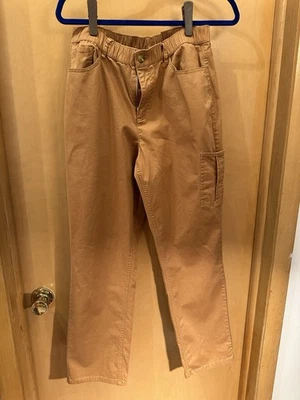 Pantalones cargo pequeños de algodón Denim & Co dobladillo con puños caramelo pierna recta Foto 1 de 4