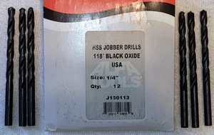6 PCS 1/4" Jobber Length Drill Bit HSS 118° Pt Oxide Coated RH Cut .2500" Alfa - Picture 1 of 4