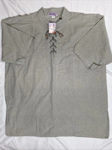 Nuevo con etiquetas Hecho en Nepal Hippie Kurta Top Manga Corta Atar Cuello Mandarín 4XL Gris - Imagen 1 de 11