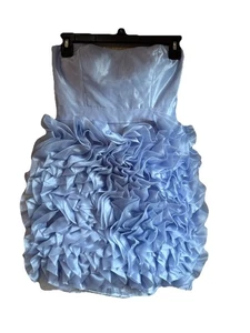 Aqua Brand Mini Dress Blue Party Prom Strapless Ruffle Organza 2 NEW $248 - Picture 1 of 7