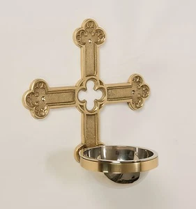 Traditional Brass Wall Mounted Church Holy Water Font (more available) #272 - Picture 1 of 8