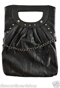Unit Riders ALLUDE Black Silver Hardware Stud Chain Vegan Friendly Purse Handbag - Imagen 1 de 2