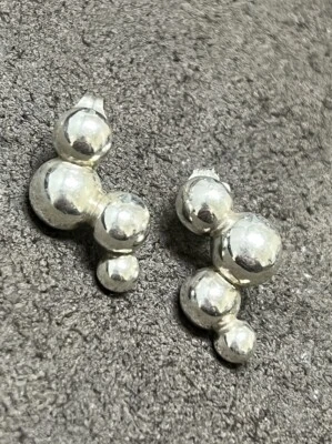 Genuine PANDORA earrings Liquid flow Sterling silver bubble studs #290700 Ale - Image 1 of 4