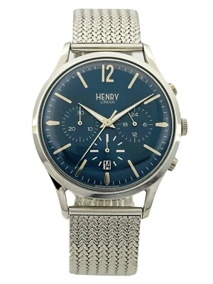 Relógio HENRY LONDON HL41.CM.0037 Knightsbridge cronógrafo mostrador azul pulseira de malha - Imagem 1 de 4