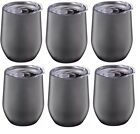 hirstystone by Cambridge 12 oz Insulated Wine Tumbler Black Set of 6. NEW