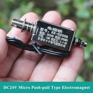 DC 24V 10mm Stroke Micro Push Pull Through Type Solenoid Electromagnet Spring - Picture 1 of 5
