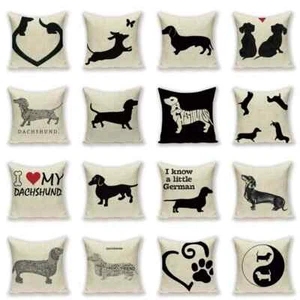 Dachshund Dog Cushion Cover Animal Linen Pillow Case Sofa Pillow Cover Cushions - Picture 1 of 37