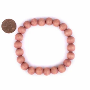 Orange Wood Bracelet 10mm Round Large Hole - Picture 1 of 3
