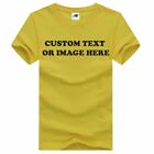 Mens Custom Text or Image Print T Shirt Boys Childrens Short Sleeve Cotton Shirt