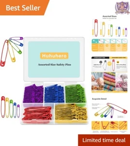 Versatile Pack of 340 Nickel-Plated Safety Pins - 5 Sizes & Colors for Crafts - Picture 1 of 9
