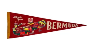 Vintage 1960s Bermuda Atlantic Ocean Pennant 27x9 - Picture 1 of 2